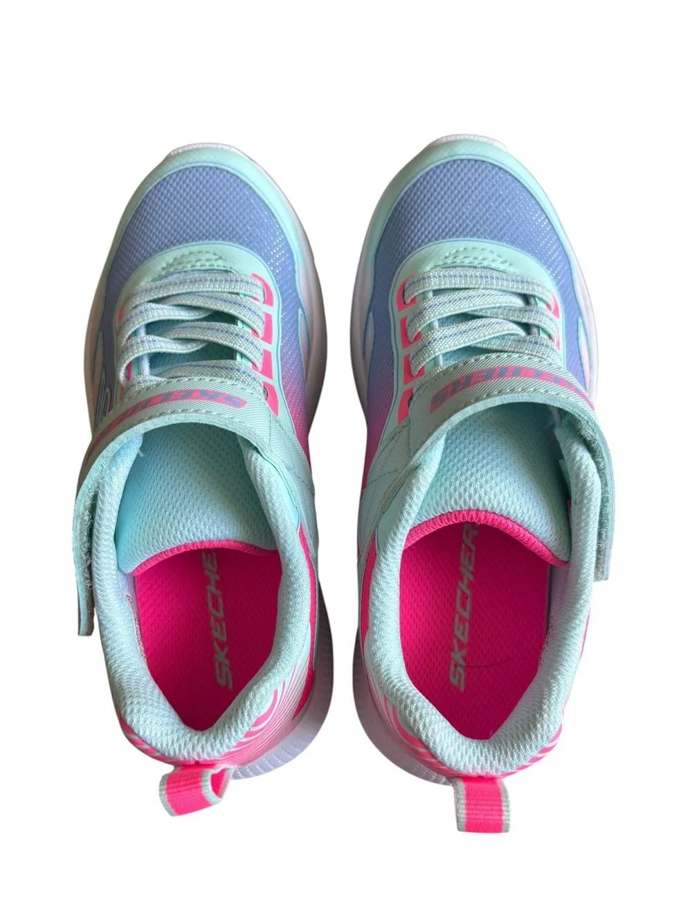 NWOB Skechers Girl's Microspec Advance Oasis PointSneakers pink / blue size 13